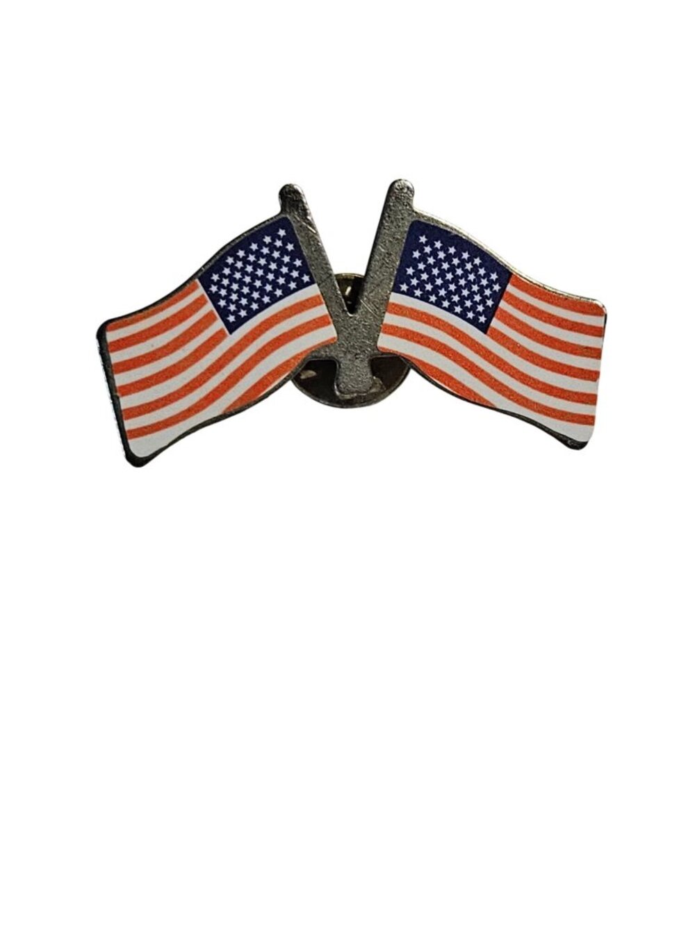 Vintage Double American Flag Lapel Tack Pin 1.5 inches